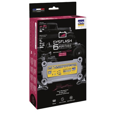 GYS Gysflash Heritage 6 V / 12 V Oldtimer-Ladegerät mit 6 Amp. 029538